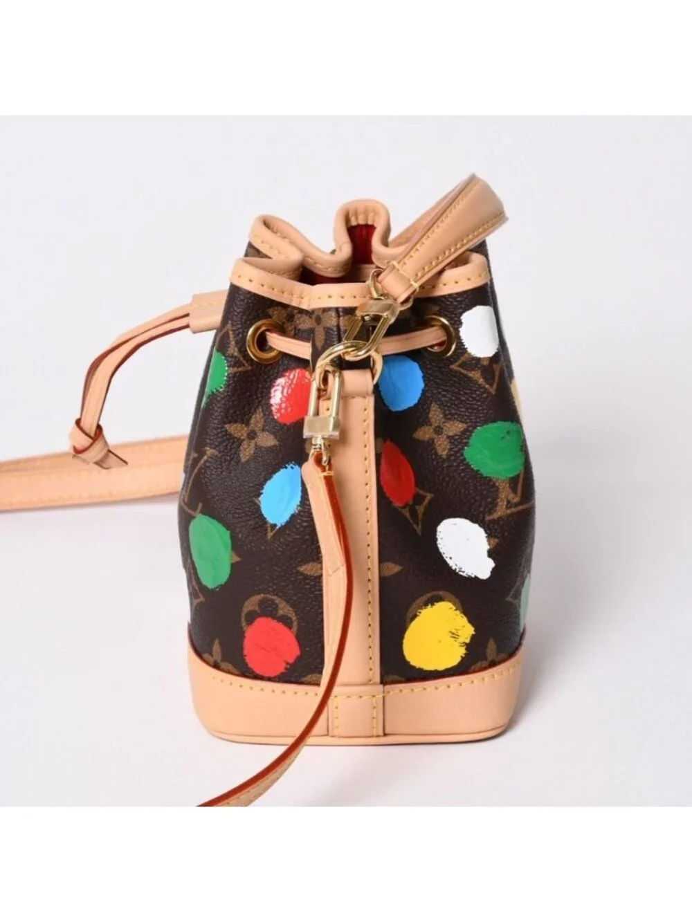 Louis Vuitton Yayoi Kusama Collaboration Shoulder Bag Monogram Nano Noe Brown